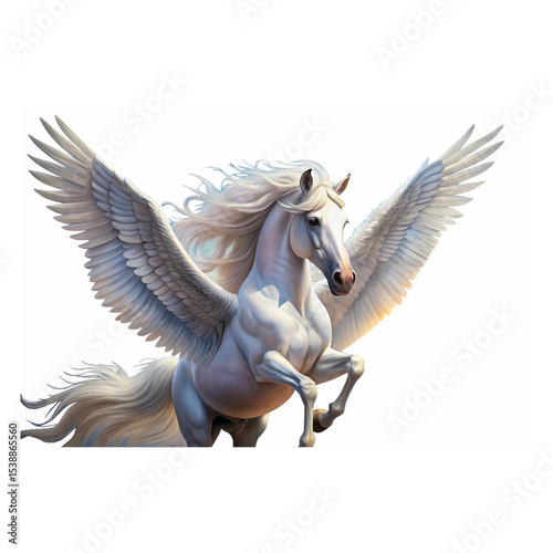 Beautiful Pegasus with white background