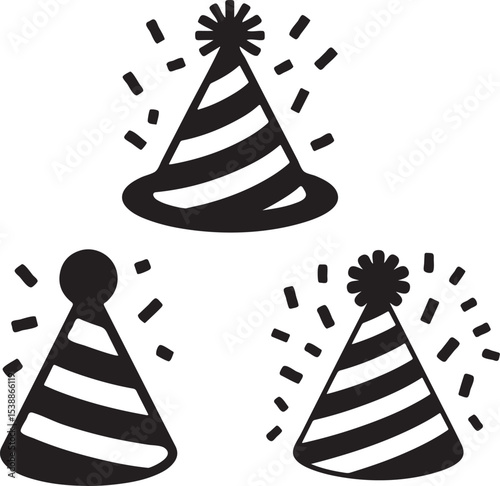  Party Hat with confetti  Vector