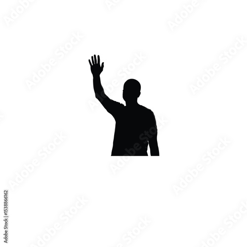 man waving goodbye silhouette on white background