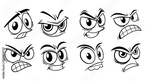 Vintage emotional face with mascot characters funny faces , eyes and mouths. Cartoon retro faces set