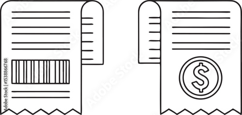 Paper Invoice with Barcode Flat Vector for Billing Accounting and Fintech Use