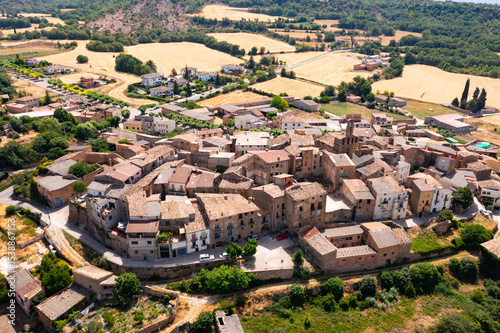 Fototapeta Naklejka Na Ścianę i Meble -  Drone photo of Figuerola d'Orcau, small town in comarca of the Pallars Jussa, Catalonia, Spain.
