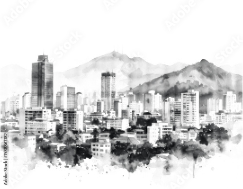 Abstract Halftone Cityscape Illustration