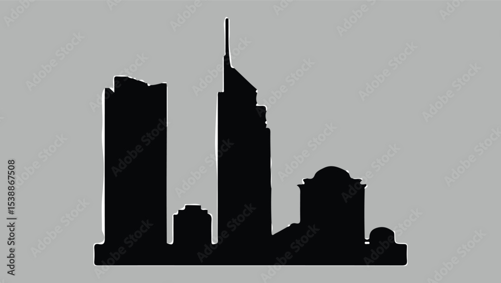 Naklejka premium Cityscape Silhouette Illustration