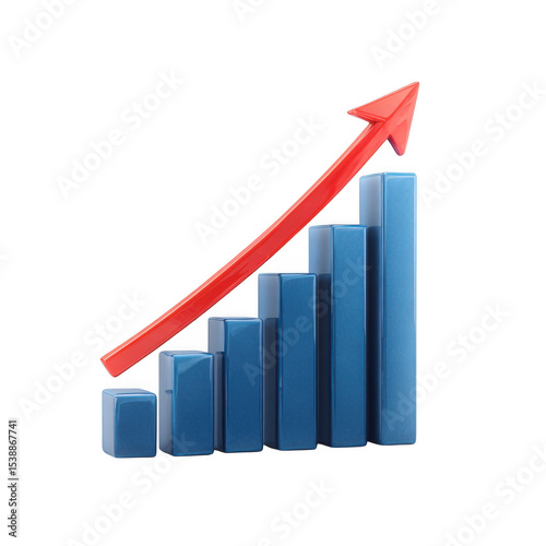 Free Download 3d bar graph with rising red arrow isolated on transparent background - GFXLoad