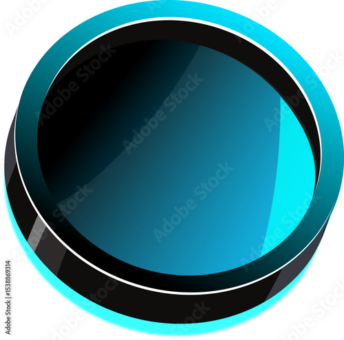 Black and blue puck or coin vector icon
