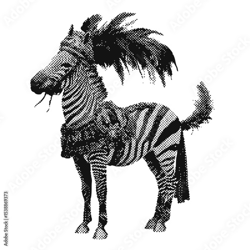 Circus zebra halftone grunge vector design element