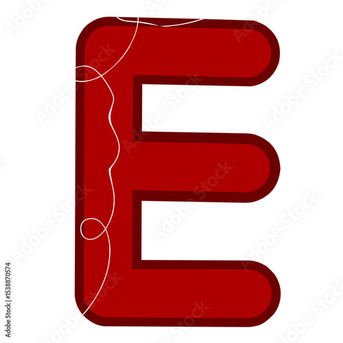 Line Art Red Alphabet