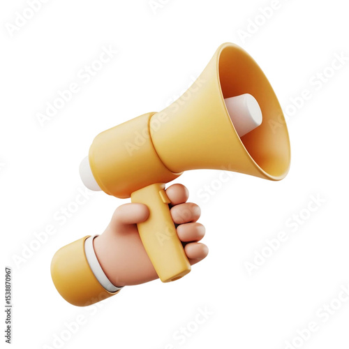3D Hand Holding Megaphone Icon