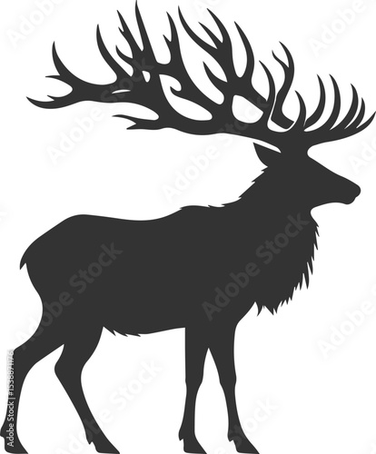 Silhouette illustration of a elk animal vector drawing