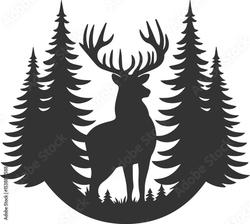 Silhouette illustration of a elk animal vector drawing