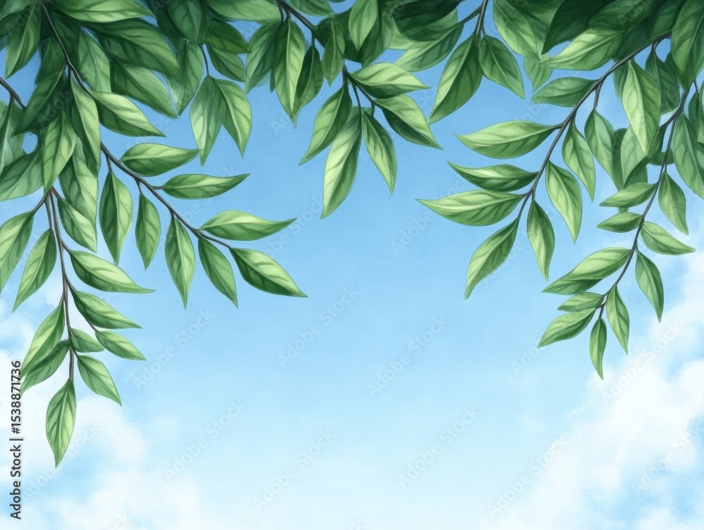 Obraz premium Lush foliage against a clear sky