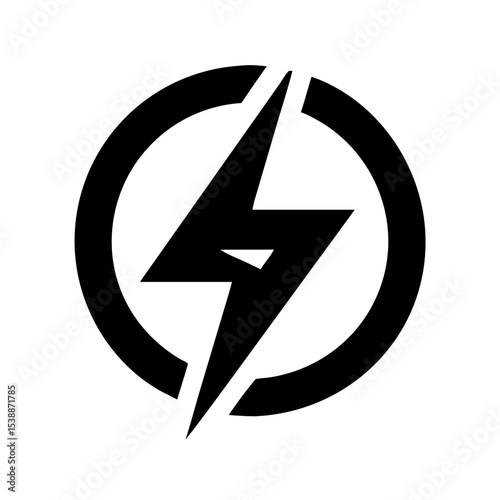 Electric Bolt Icon – Power Energy Flash Symbol in Circle Vector Graphic
