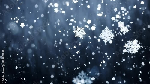 Falling snow animation.black background. Christmas and new year.