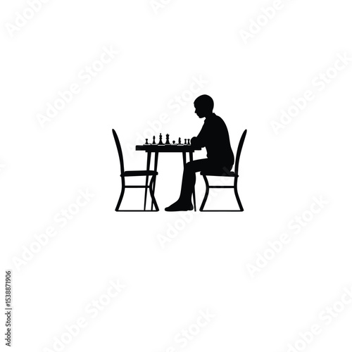 person playing chess silhouette on white background