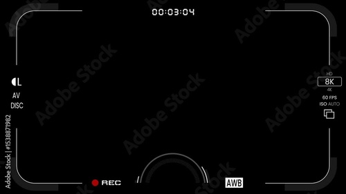 Modern display Dslr camera frame viewfinder with alpha channel. 4k resolution