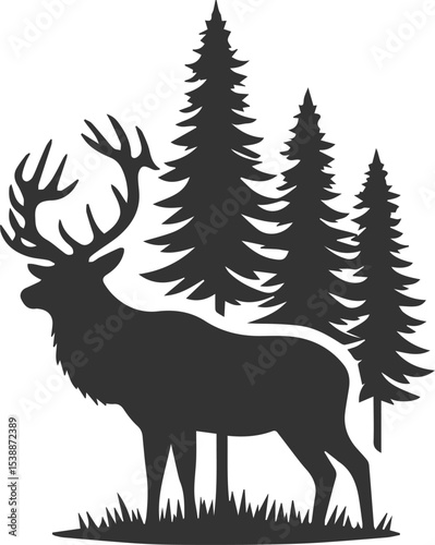 Silhouette illustration of a elk animal vector drawing