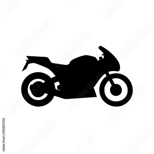 Sport Motorcycle Icon – Black Silhouette Racing Bike Vector Graphic