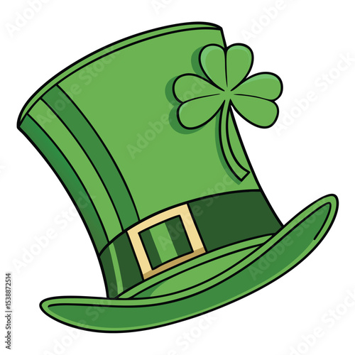 Green leprechaun hat with shamrock for saint patricks day