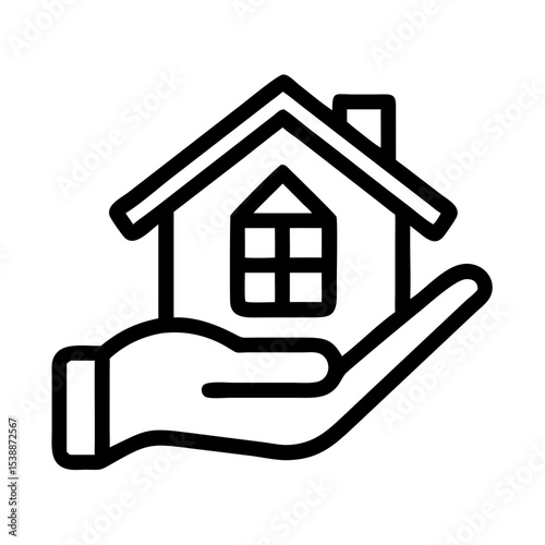 "Smart Home Insurance Icon – Safe Property Protection Hand Holding House Vector"