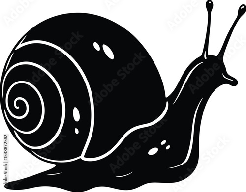 Snail silhouette with shell and slime trail illustration