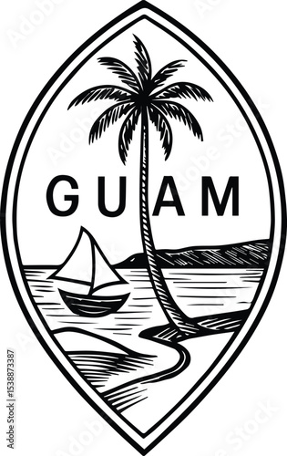 Guam flag center crest on transparent background	
