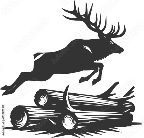 Silhouette illustration of a elk animal vector drawing