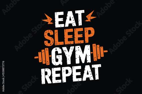 Eat Sleep Gym Repeat Quote SVG Fitness Workout Motivation Typography Design