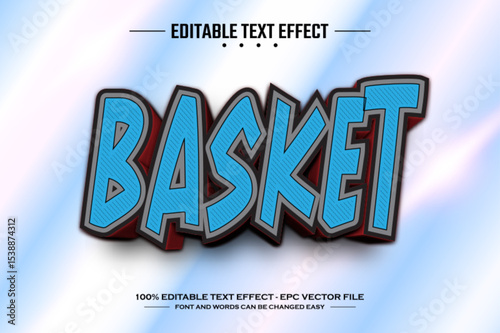 Basket 3D editable text effect template