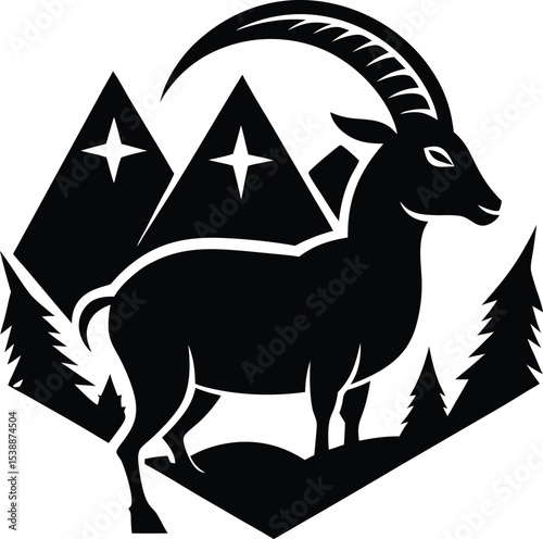Strong donkey silhouette farm animal illustration