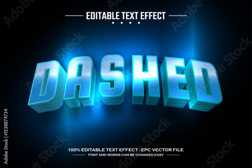 Dashed 3D editable text effect template