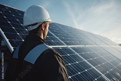 Ultra Hd Image of Man in a White Helmet Near a Solar Panel