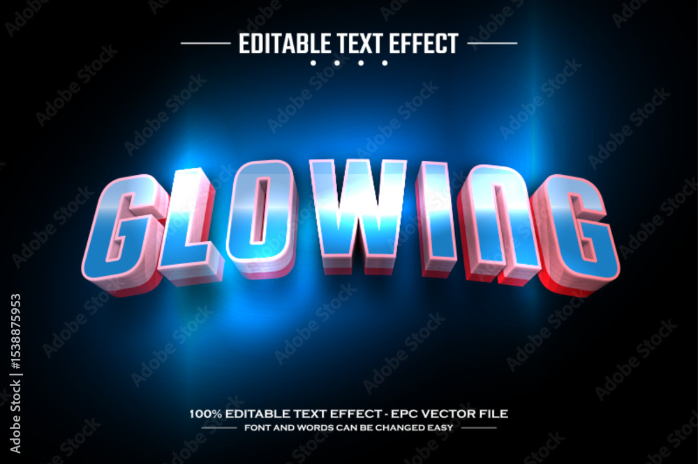 Obraz premium Glowing 3D editable text effect template