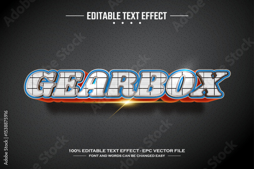 Gear box 3D editable text effect template