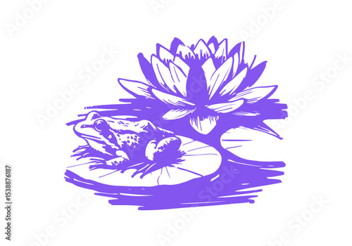 Lotus Flower Hand Drawn Natural Illustration Vector Isolated by AZ for Books, Arts, Design and Decoration Graphic Asset