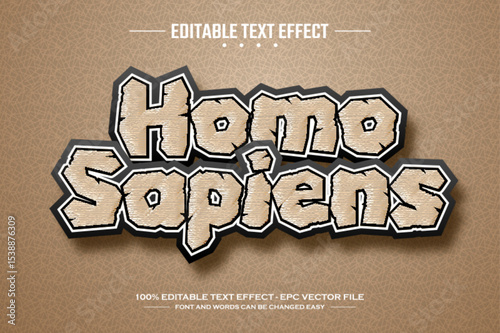 Homo sapiens 3D editable text effect template