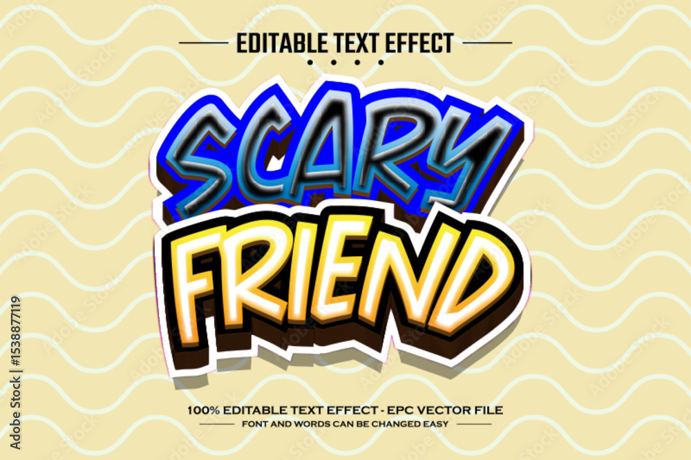 Naklejka premium Scary friend 3D editable text effect template