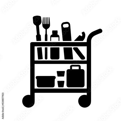 Studio Accessories on a rolling cart with utensils and containers  