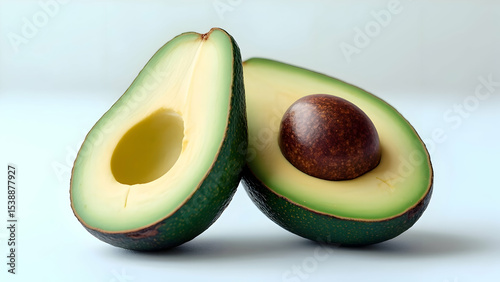 Delicious Avocado Halves Showing Healthy Green Flesh and Pit Ideal for Cooking