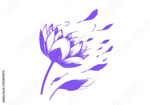 Lotus Flower Hand Drawn Natural Illustration Vector Isolated by AZ for Books, Arts, Design and Decoration Graphic Asset