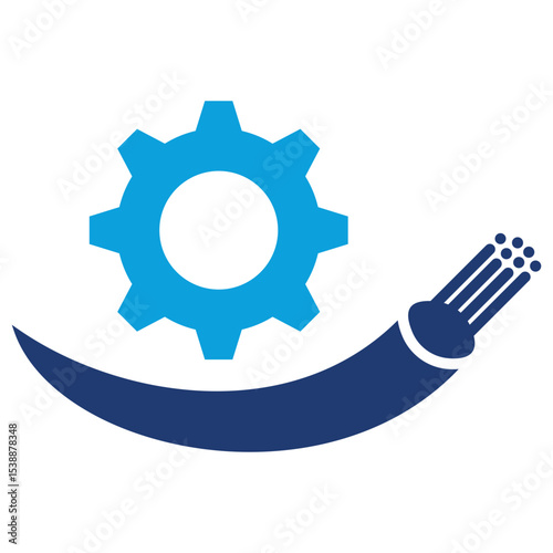 Fiber Optic Flat Blue Icon
