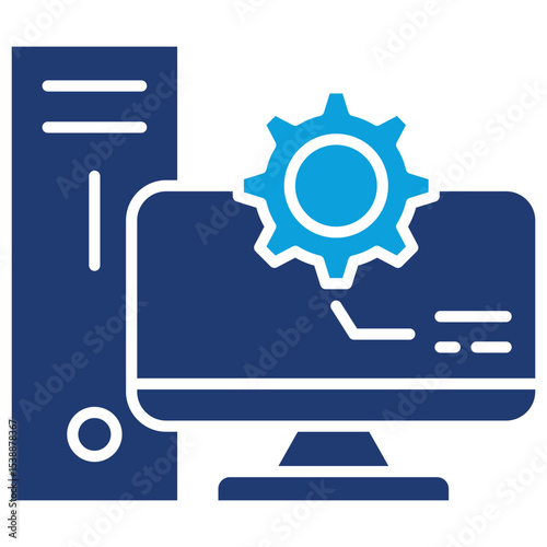 Industrial Pcs Flat Blue Icon