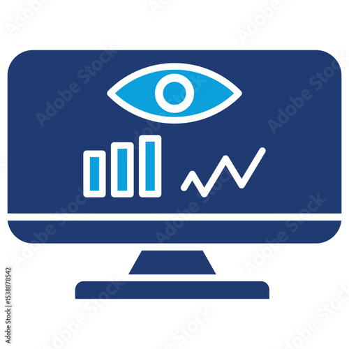Remote Monitoring Flat Blue Icon