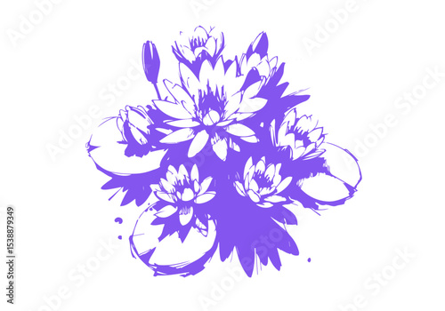 Lotus Flower Hand Drawn Natural Illustration Vector Isolated by AZ for Books, Arts, Design and Decoration Graphic Asset