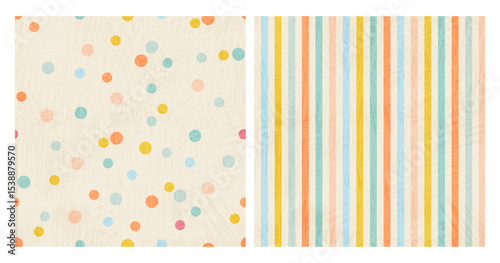 Polka Dot and Stripe Patterns Vector Double Set