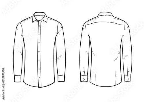 long sleeve shirt, front and back – vector illustration, template, mockup