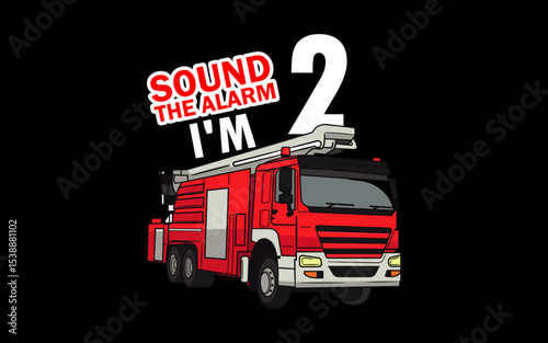 Kids Fire Truck 2 Year Old Firefighter 2nd Birthday Boy Toddler t-shirt quotes svg design