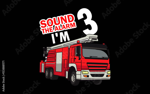 Kids Fire Truck 3 Year Old Firefighter 3rd Birthday Boy Toddler t-shirt quotes svg design