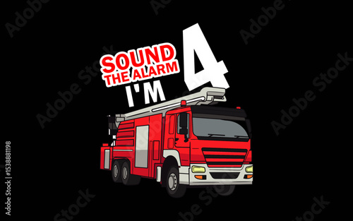 Kids Fire Truck 4 Year Old Firefighter 4th Birthday Boy Toddler t-shirt quotes svg design