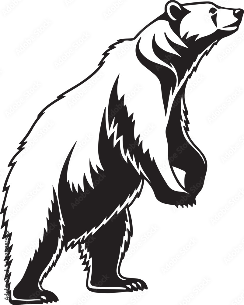 Obraz premium Bear vector art illustration silhouette image, Black bear silhouette vector illustration animal wildlife